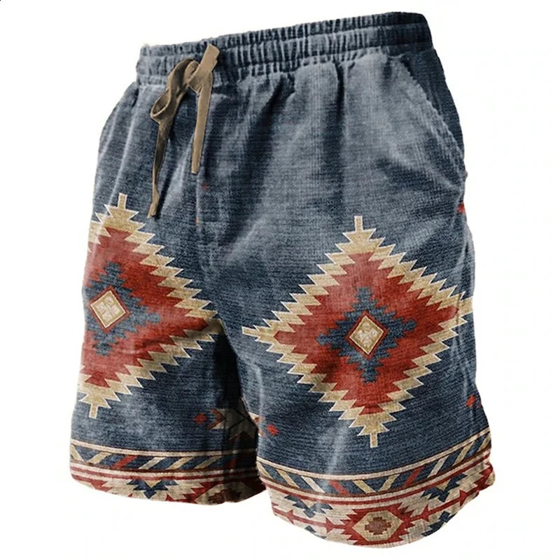 Ethnic Totem 3D Printed Mens Beach Pants Summer Breathable Shorts Fitness Street Large Size Drawstring 250217