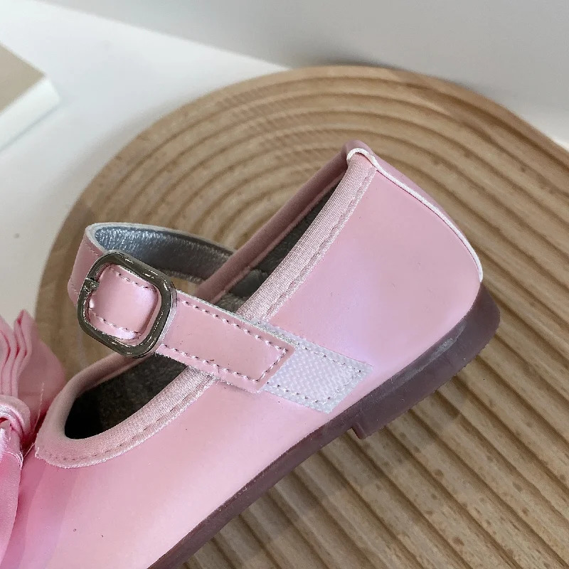 Spring Burst Round Toe Bow Decorative Flat Shoes Lovely All Match Childrens Shoes 250219