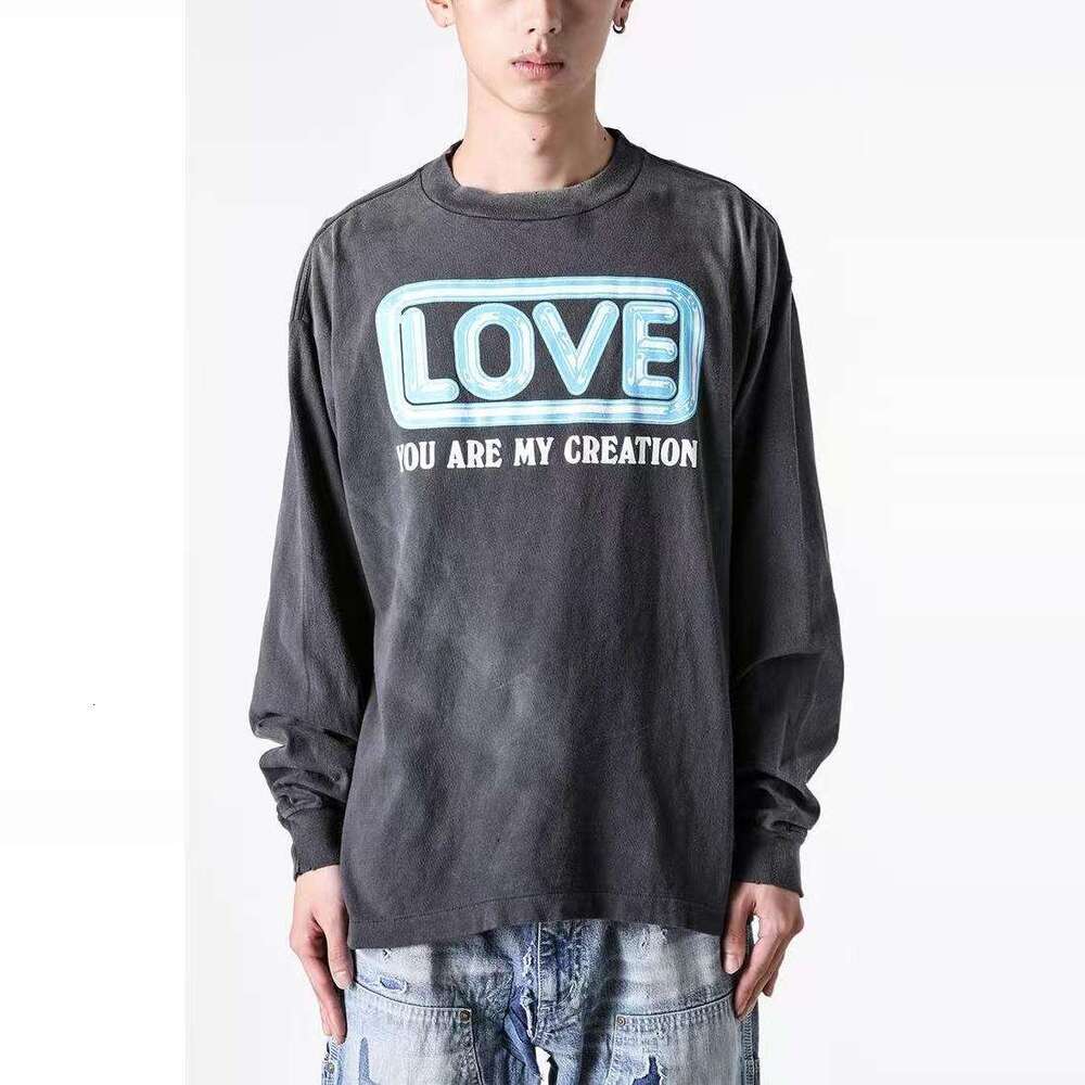 SAINT Mxxxxxx FW25 American Origami Thousand Paper Crane Pattern Printed Long Sleeve T-shirt Men's and Women's Trendy Cotton