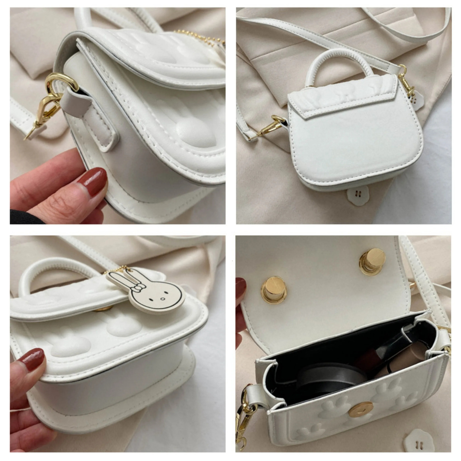 Kids Mini Small Square Bag Cute Rabbit Girl Messenger Bag Crossbody Bags Girls PU Leather Hand Bags Purses and Princess Handbags 250219