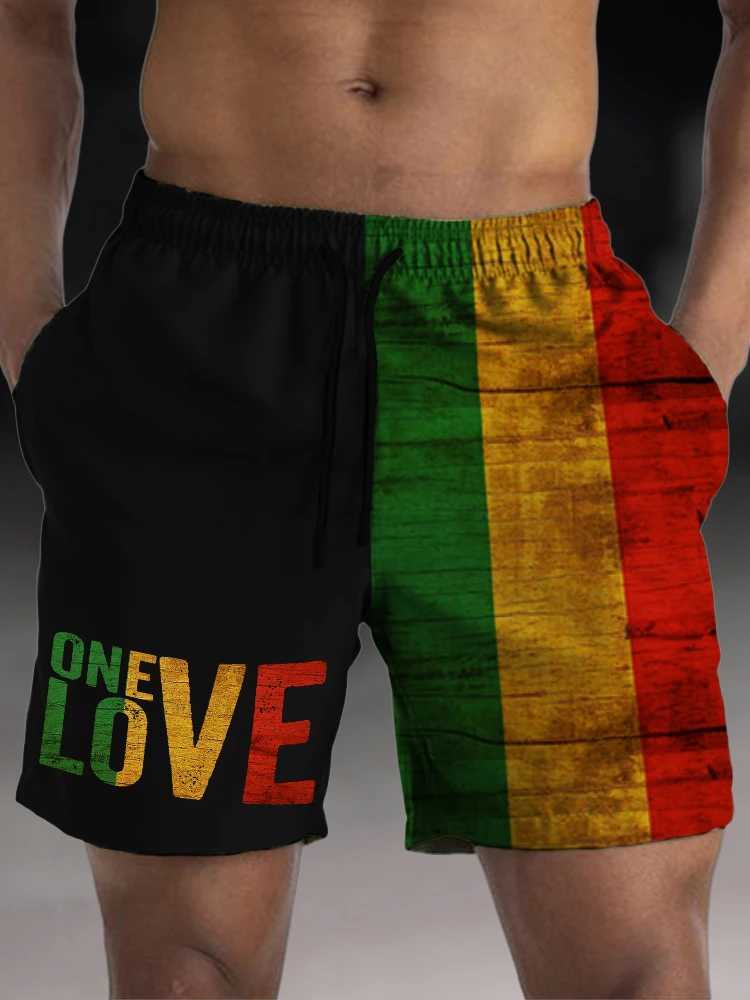 New Love Beach Shorts Mens Swimming Pants Summer 3D Printing Loose and Loose Swimming Pants Mens Clothing Street Clothing W250219