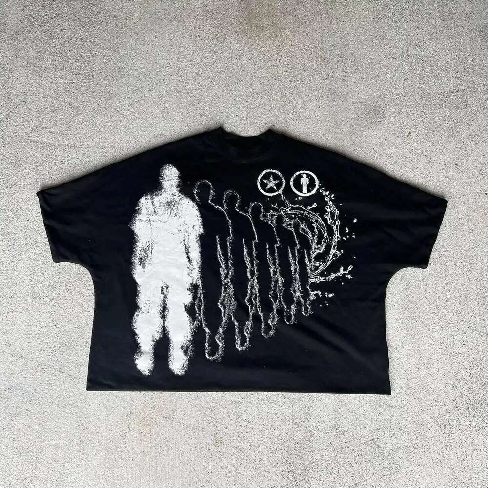 High Street Cartoon Pattern Printed Women T-shirt Fashion Round Neck Pure Cotton Short sleeved Men Y2k Retro Casual Top