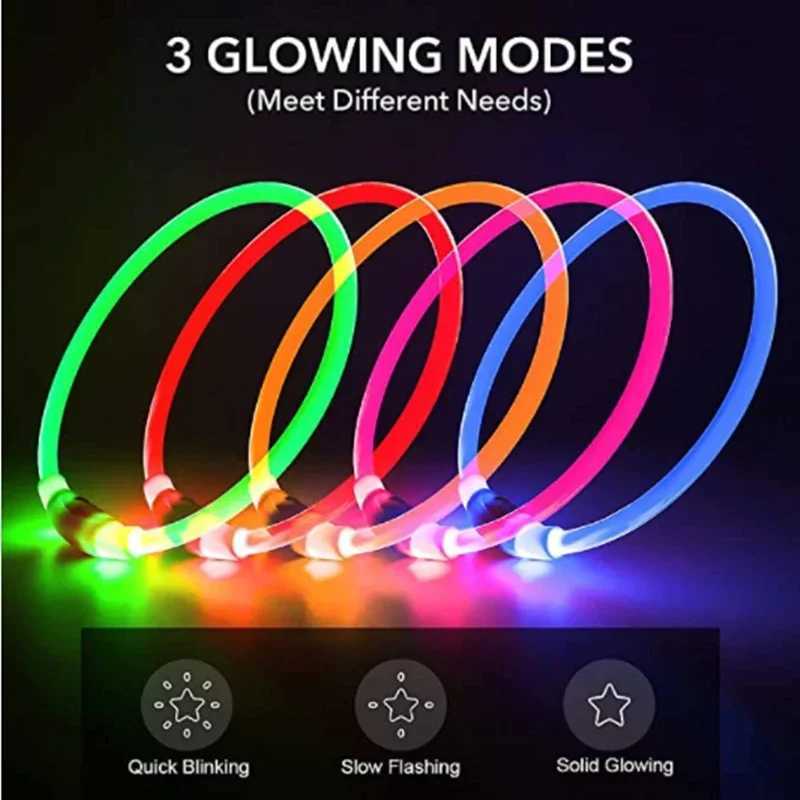 Led Light Dog Collar Detachable Glowing USB Charging Luminous Leash for Big Cat Collar Small Bright Labrador Pets Dogs Products W250219
