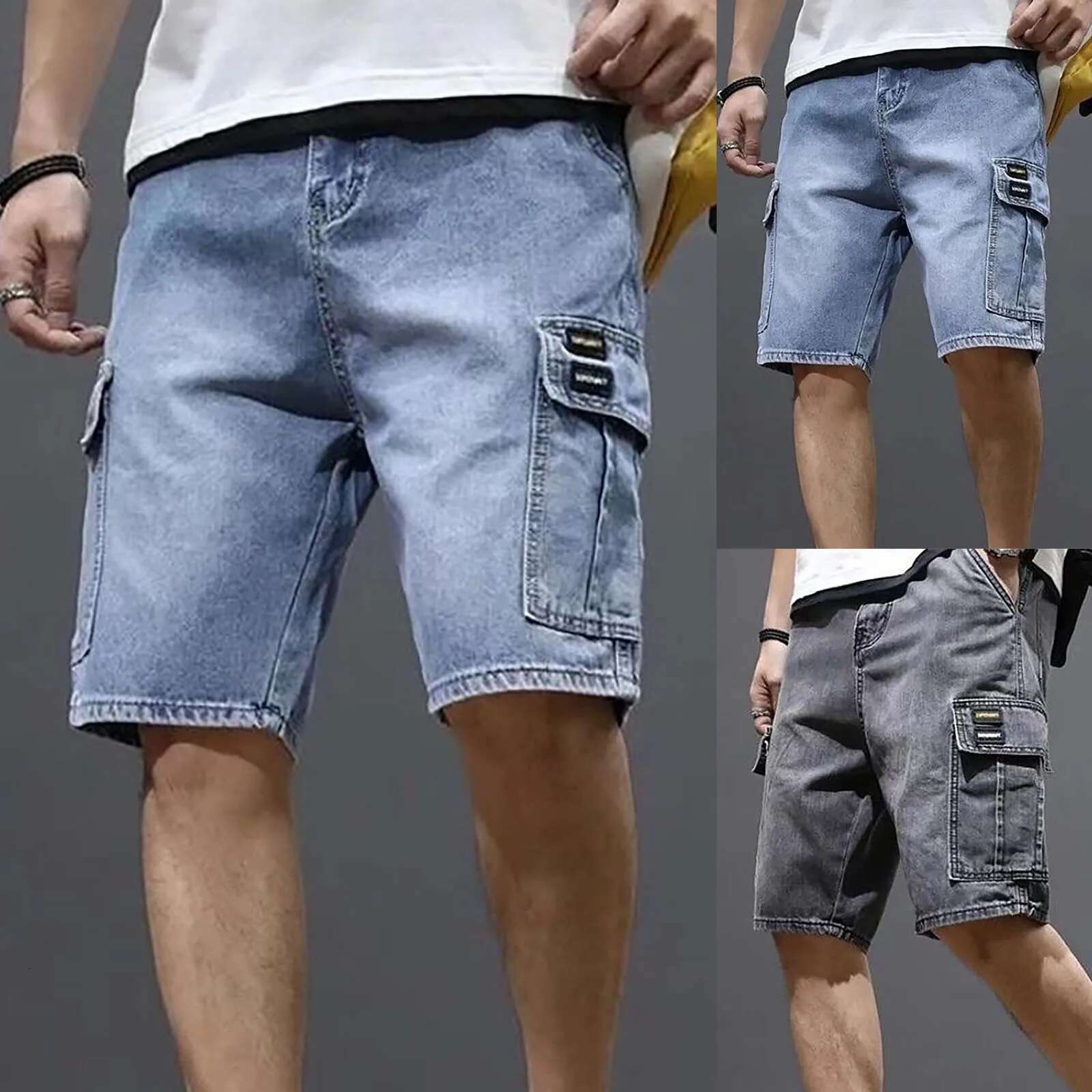 Men's Solid Color Designer Denim Shorts Korean Version Trendy And Fashionable Men's Shorts Medium Size Five Point Sports Work Pants For Summ