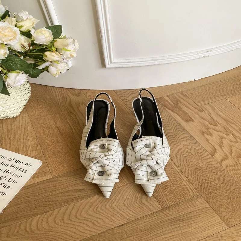 Fashion pointed toe women sgbacks low thin heel dress shoes