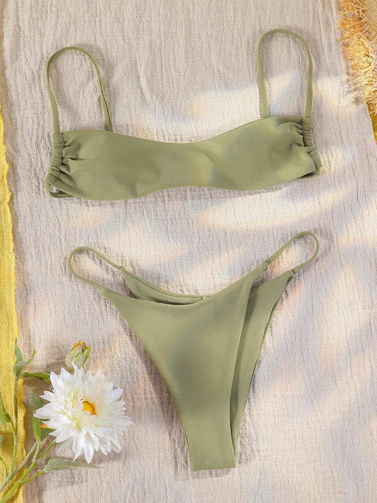 String Bikinis Push Up Swimwear Sexy Swimsuit Women Two Piece Suits Micro Thong White Color Bathing Beach Wear 250219