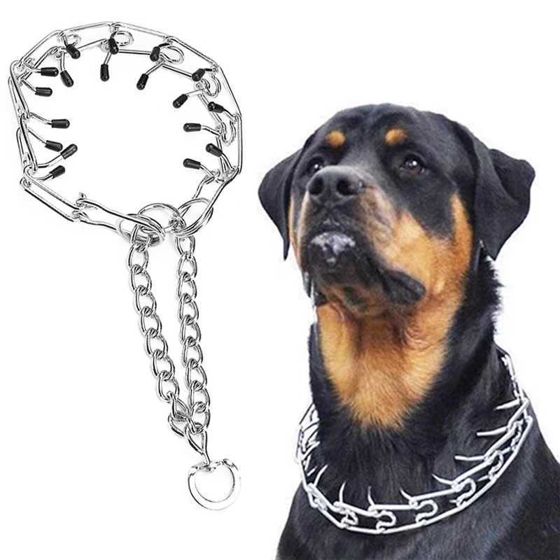 Large Dog Pet Training Stilating Dog Training Chain Pet Supplies Rubber Tips Safe Adjustable Detachable Prong Choke Collar W250219