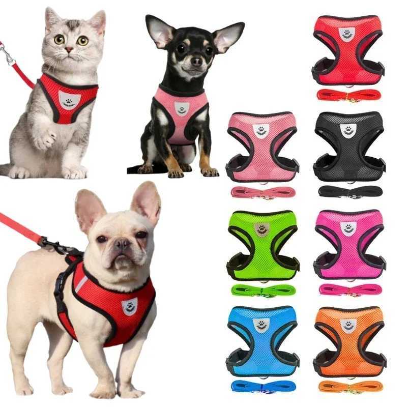 Dog Harness Walking Lead Leash For Small Dogs Collar Polyester Adjustable Mesh Puppy Cat Harness Vest For Medium Pet AccessoriesXJ250218