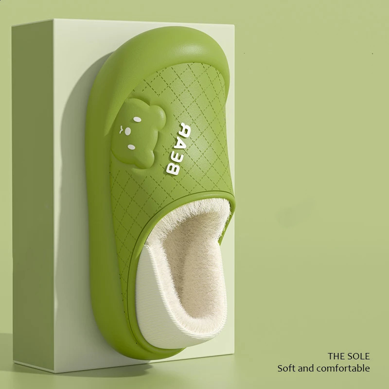 Couple Winter Wrap Heel Warm Waterproof Soft Lithe Fluffy Slippers For Women Men Non-slip Ladies Home Casual Cotton Shoes 250213