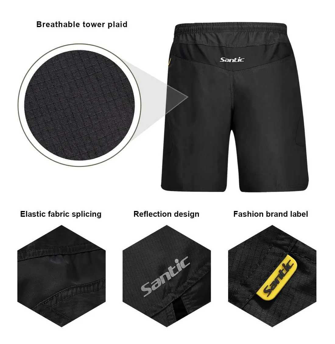 Men's Shorts Santic Men Cycling Shorts Downhill Shorts 3D Padded Coolmax Loose Fit Underwear MTB Bicycle Bottoms Riding Fitness z250219