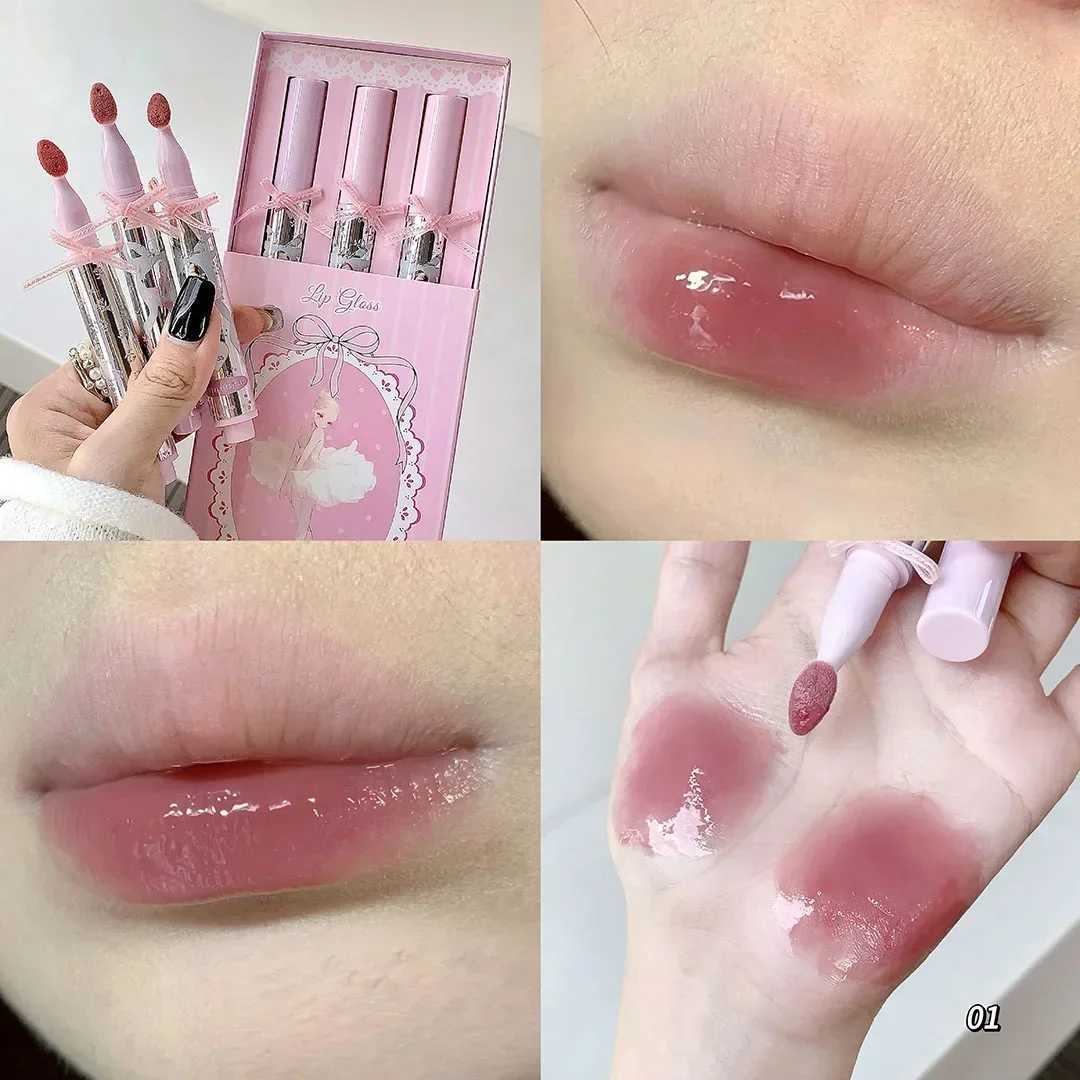 Halo-dyeing Tinted Lip Gloss Crystal Jelly Moisturizing Waterproof Mirror Water Glass Lip Gloss Transparent Color Cosmetics GiftW250219