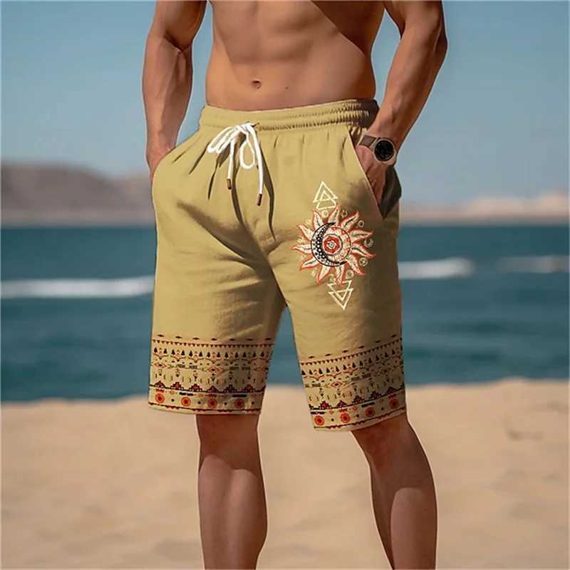 Men's Shorts New Mens Athletic Shorts Beach Shorts Drawstring Elastic Waist 3D Ethnic Printed Pattern Geometric Totem Breathable Soft Shorts z250