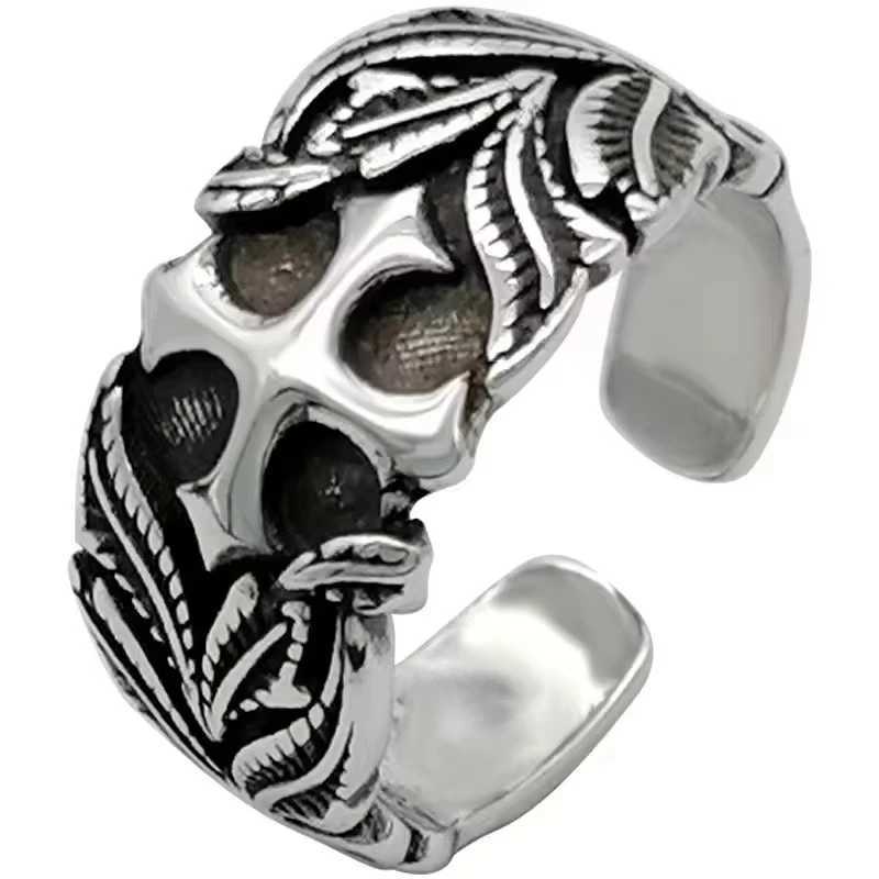 Punk Hip Hop Style Fashion Cross Thai Silver Ring Vintage Personalized Open RingsXJ250219