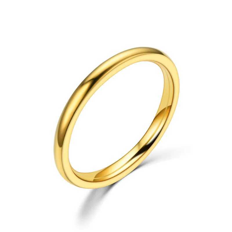 2mm Thin Stainless Steel Rings Rose Gold Fashion Simple Titanium Steel Rings for Women Girl GiftsXJ250219