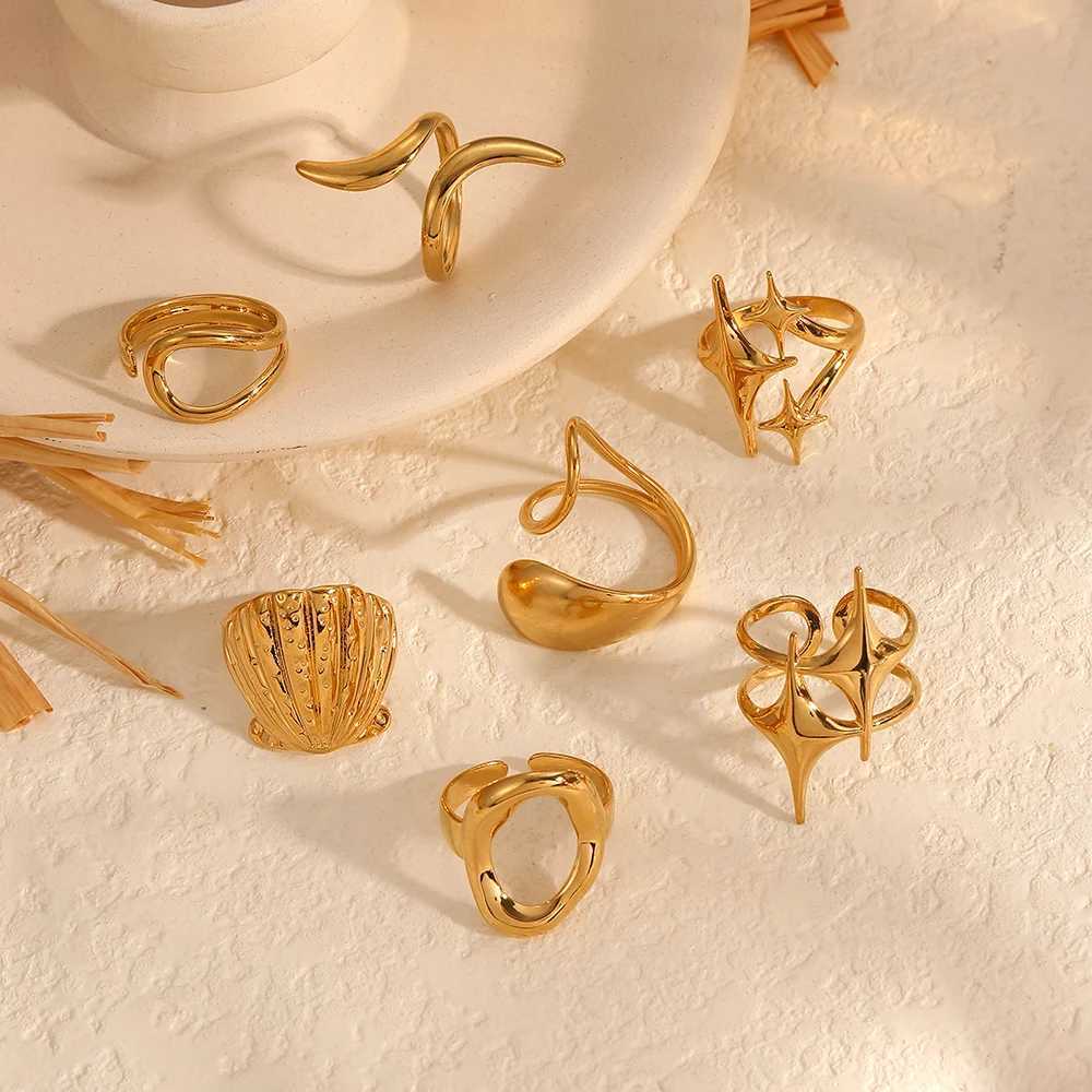New Fashion Stainless Steel Chunky Smooth Rings For Women Creative Water Drop Shape Rings Jewelry GiftXJ250219