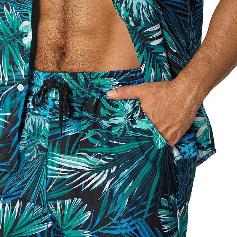 11 Colors Mens Fashion Print Sets Lapel Short Sleeve Casual Shirt Beach Shorts Set Summer Vacation Hawaiian Suits S-5XLXJ250218