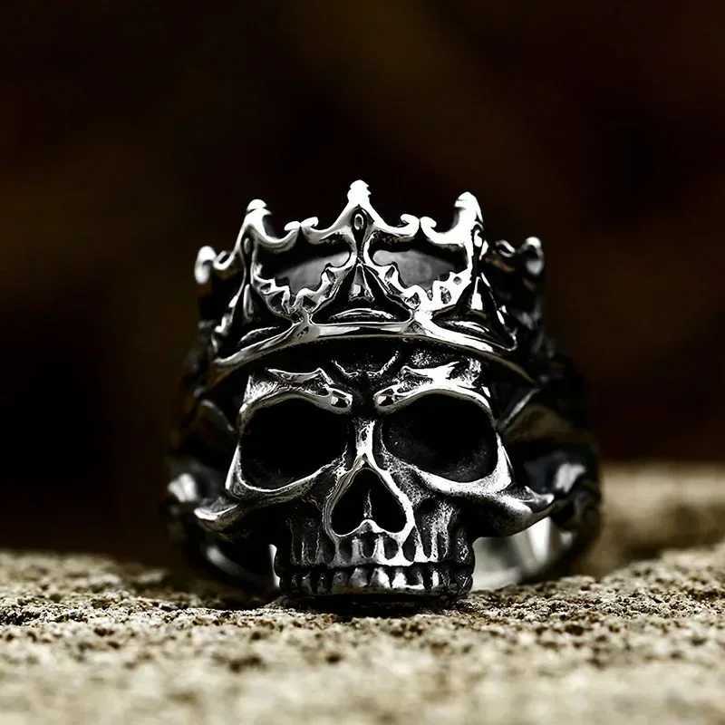 Gothic Skull Crown Open Adjustable Ring Personalized Mens Punk Rock Alternative Trend Cool Ring JewelryXJ250219