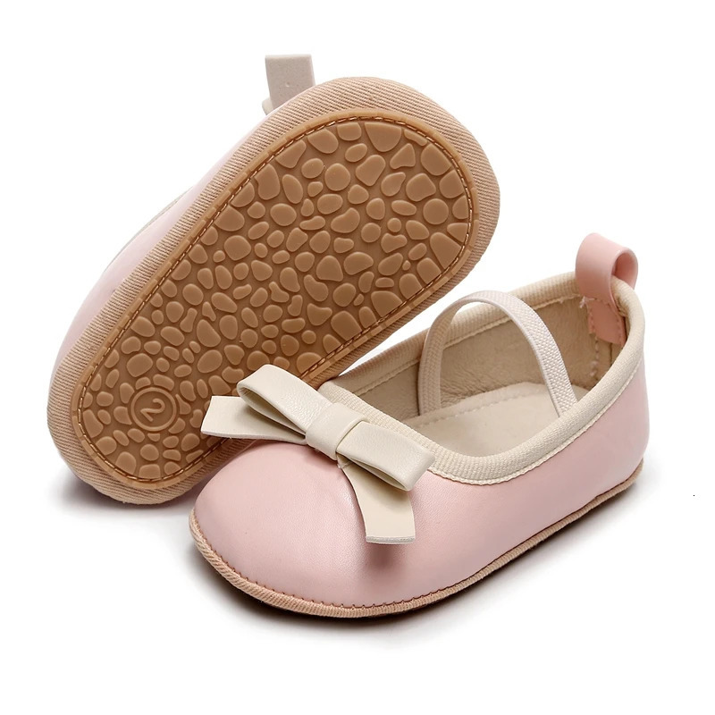 born Baby Shoes Baby Girl Shoes Cute Bow Leather Rubber Sole Anti-slip Toddler First Walkers Infant Girl Shoes Moccasins 250219
