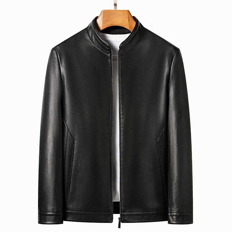YN2336 Spring and Autumn Mens Natural Sheep Leather Jacket Mock Collar Youth Premium Casual Coat Motorcycle 250210
