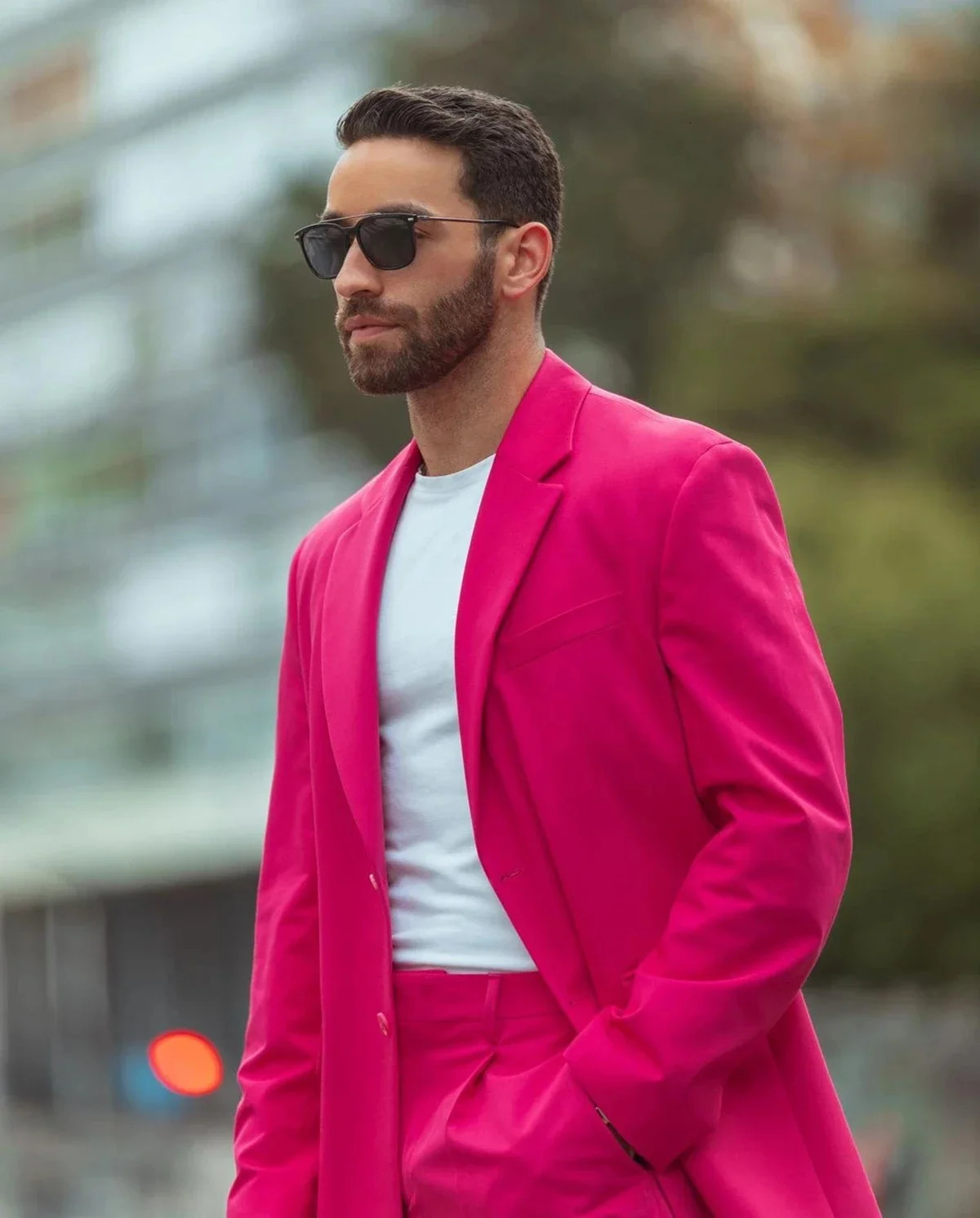 Street Wear Fuchsia Men Suits 2 Pieces Groom Party Wedding Peaked Lapel Skirt Men Tuxedos Costume Men Male Blazer Sets 250213