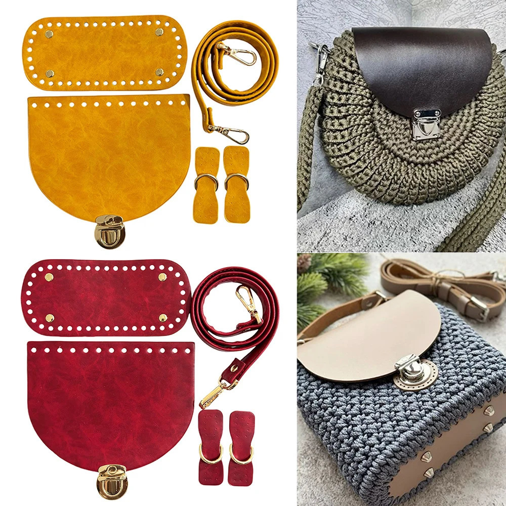 1Set Bag Bottom Flap Cover Strap Buckle DIY Handhag Shoulder Strap Woven Bag Accessories Vintage Bag Straps Handbag Parts 250214
