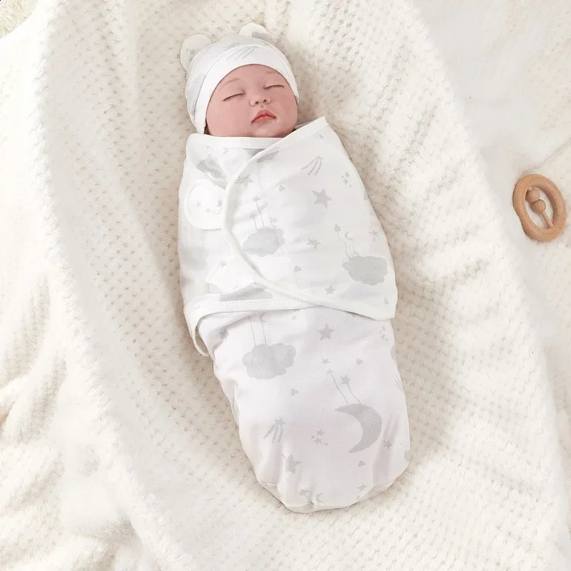 Baby Anti-shock Swaddle Cotton Printed Wrap SpringSummer Baby Wrap Two-piece Baby Anti-kick Blanket Suitable for 0-3 Months 250218
