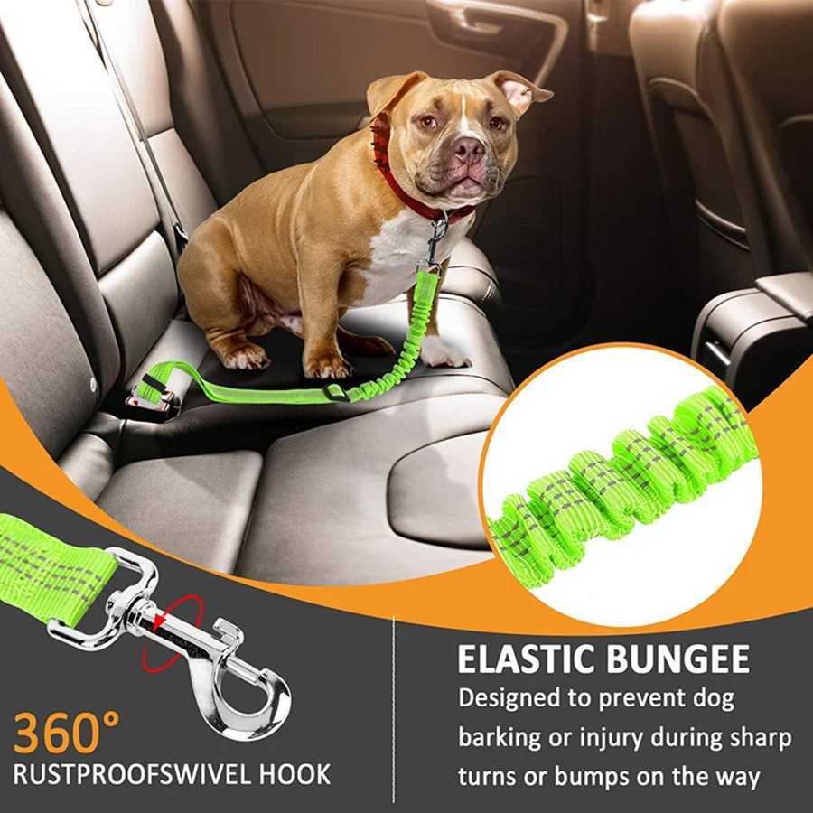 Pet supplies car seat belts dog leashes retractable cushioning elastic reflective safety ropes dog leashesXJ250218