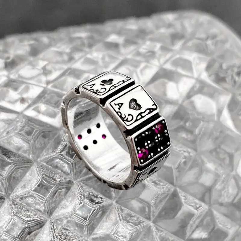 Fashion Trend Creative Poker Ace Open Cuff Finger Rings for Man and Women Girl Fashion Vintage Jewelry Gift PartyXJ250219