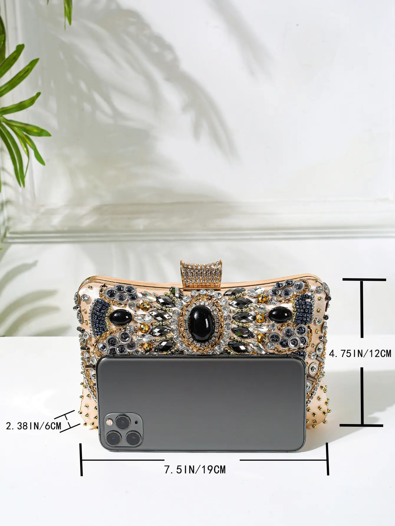 Beaded rhinestone evening bag elegant box clutch wallet party dance womens wedding handbag 250226
