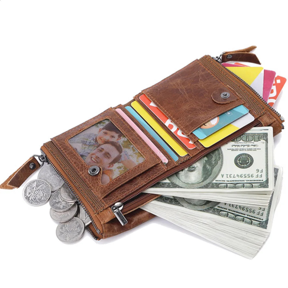 Men Wallets 100% Genuine Cow Leather Short Card Holder Purse High Quality y Male Wallet 250218
