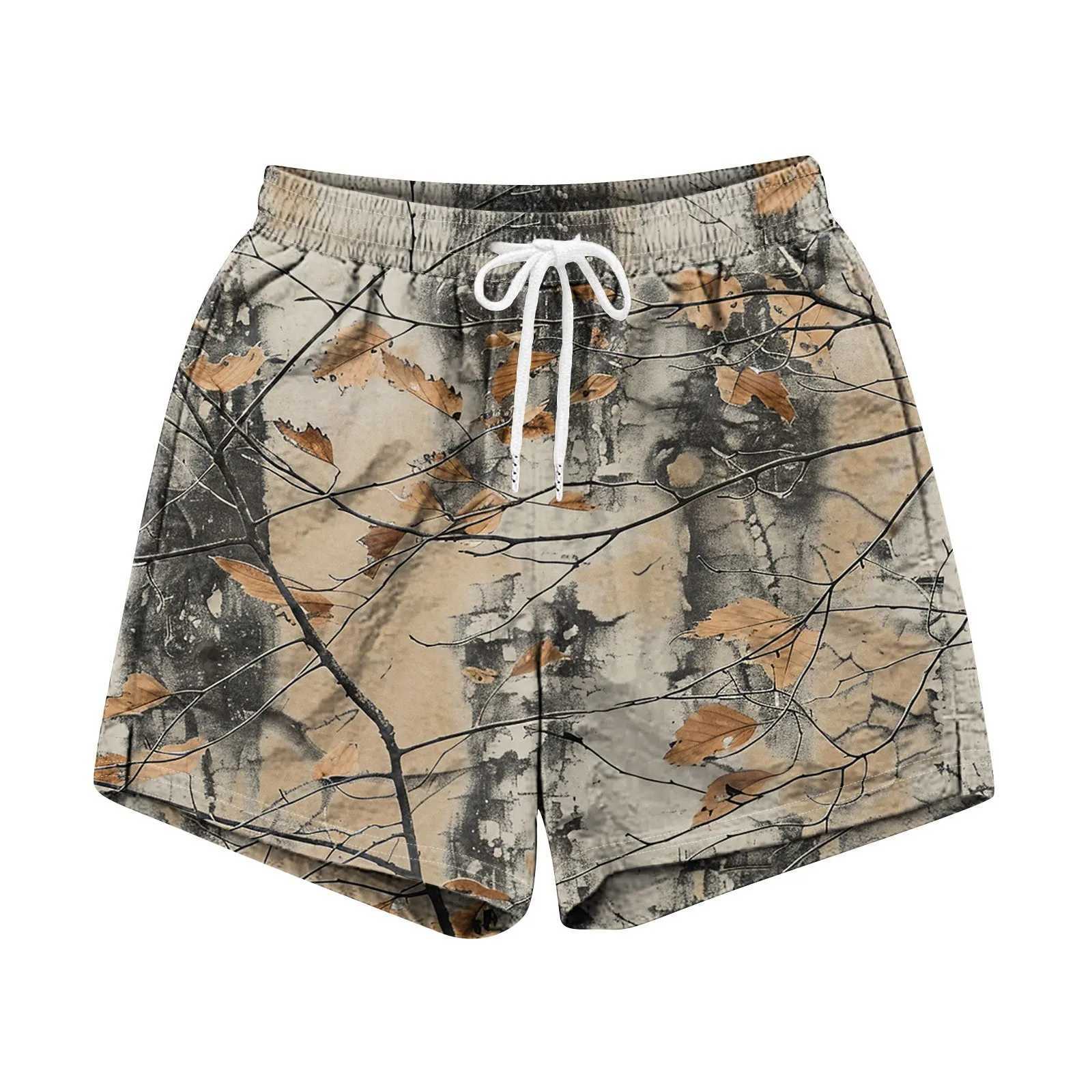 Men's Shorts 2024 Mens Casual Cotton Drawstring Summer Beach Athletic Camouflage Print Shorts z250219