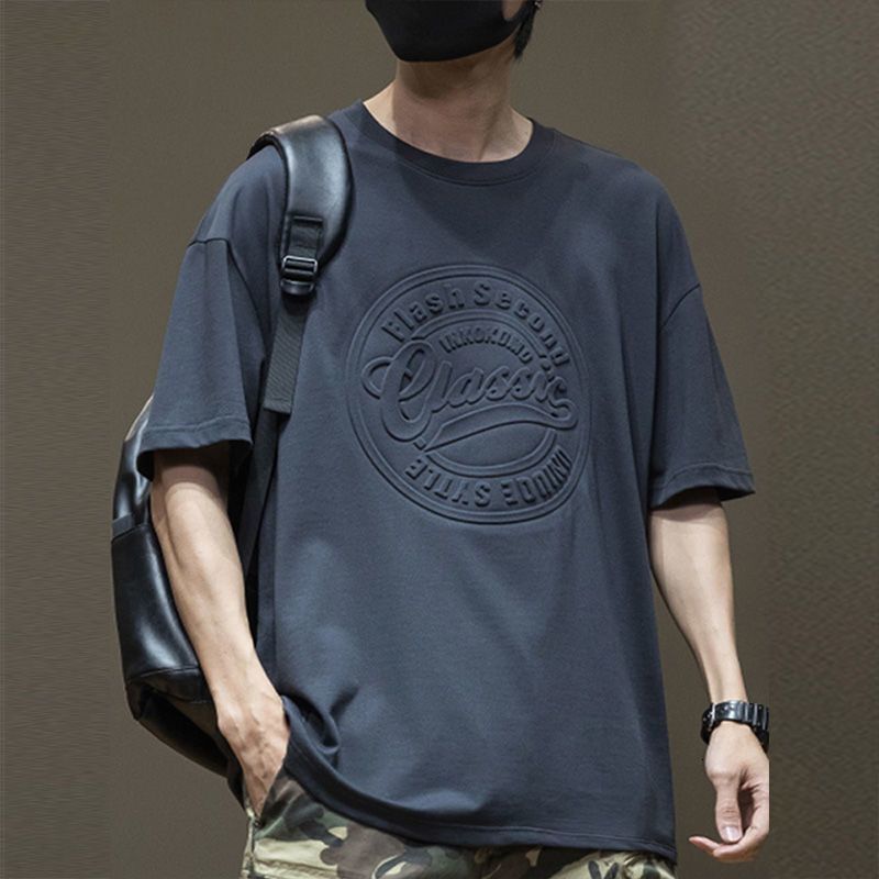 Black Short Sleeved Personalized Print High-end Summer New Trend Designer T-shirt Loose Casual Oversized Men's Half Sleeved T-shirt