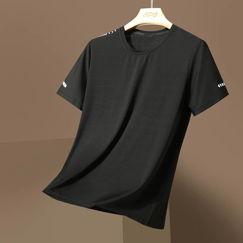 Summer ice silk short sleeved mens and womens Tshirts quick drying breathable sports tops outdoor running duanT 250219