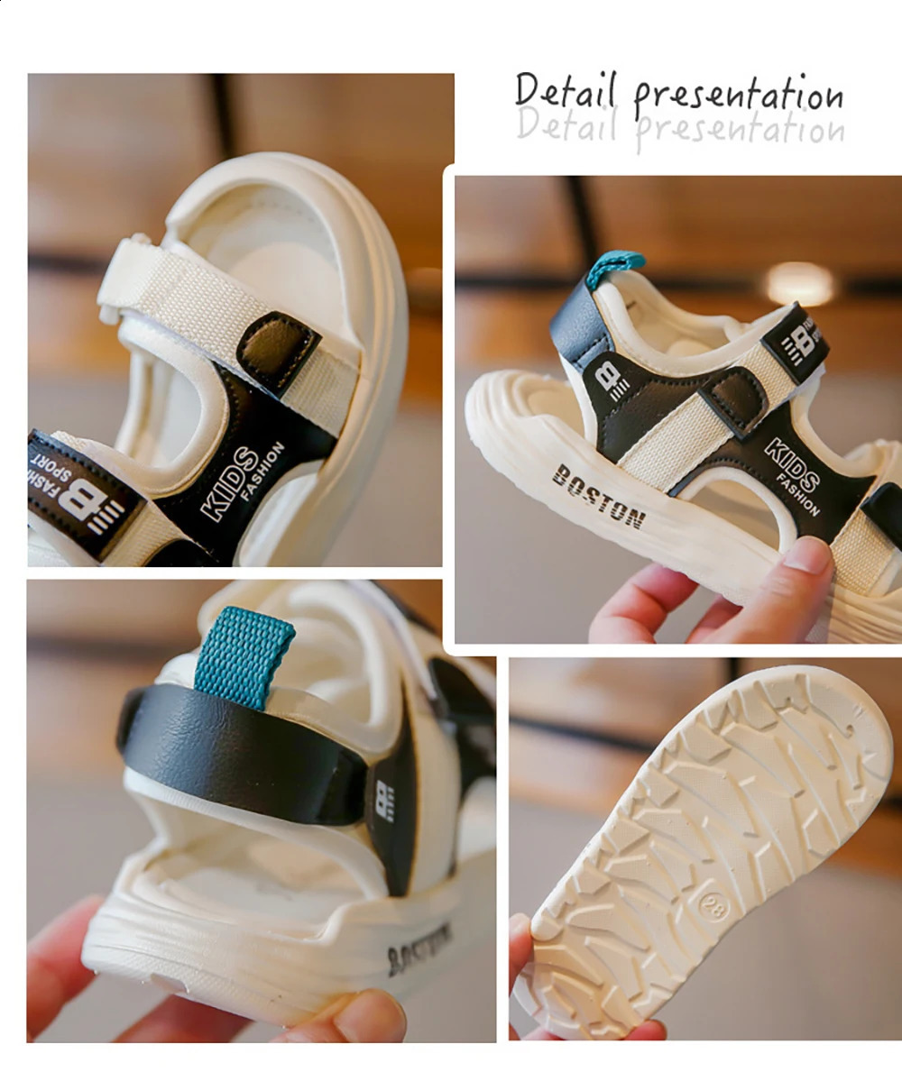 Summer Sandals For Boys PU Leather Fashion Beach Shoes For Teenager Kids Anti-slippery Trend Fashion Girls Sandals Shoes 250219