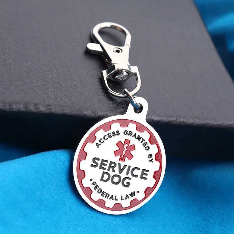 2Pcs Service Dog Tags Stainless Steel Engraved Nameplate Emotional Support Animal ESA Service Dog ID Tags Dog Collar AccessoriesXJ250218