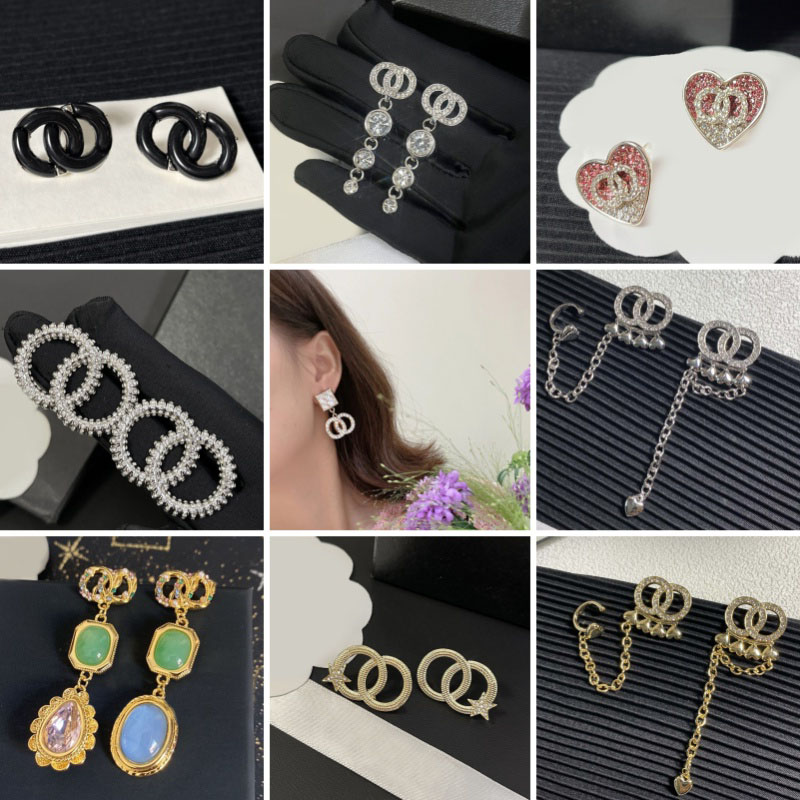 Classic Ear Stud Earrings Crystal Rhinestone Long Earrings Eardrop Pearl 925 Silver Stainless Steel Stamp Letter Earring Womens Wedding Party Jewelry Accessories