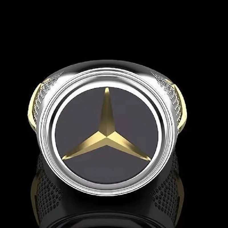 Creative personality Mercedes-Benz mens ring European and American punk style punk hip hop ringXJ250219