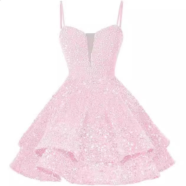 Shiny Short Homecoming Strap Sexy Dress 2025 New Shiny Sweet Ball Party Evening Dress 240801