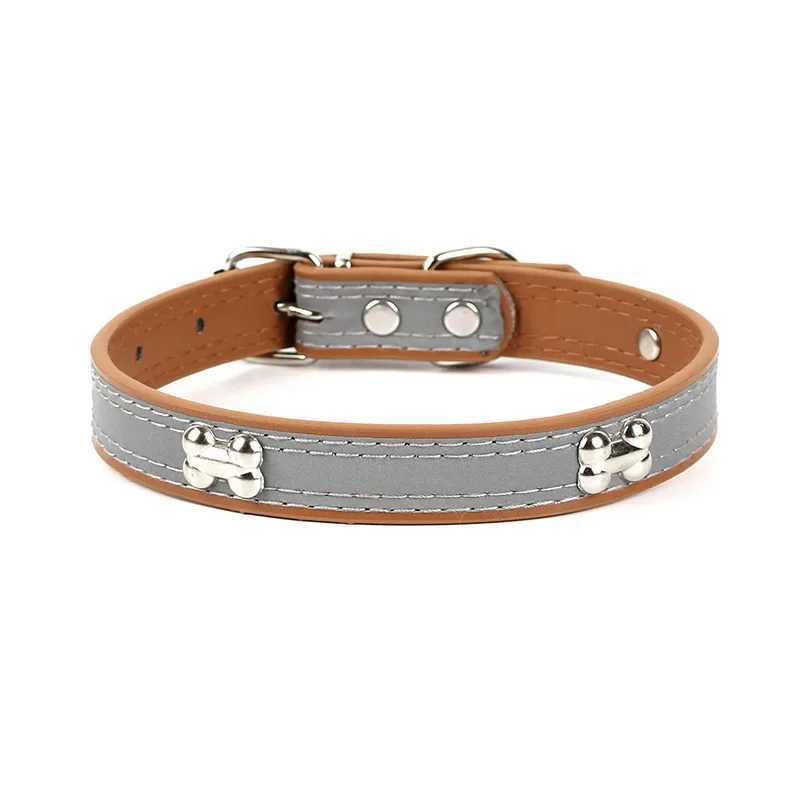 Puppy Leather Neckcollar Dog Cat Luminous Collar Adjustable Durable Puppy Necklaces Small Medium Dog Necklaces Accessories W250219