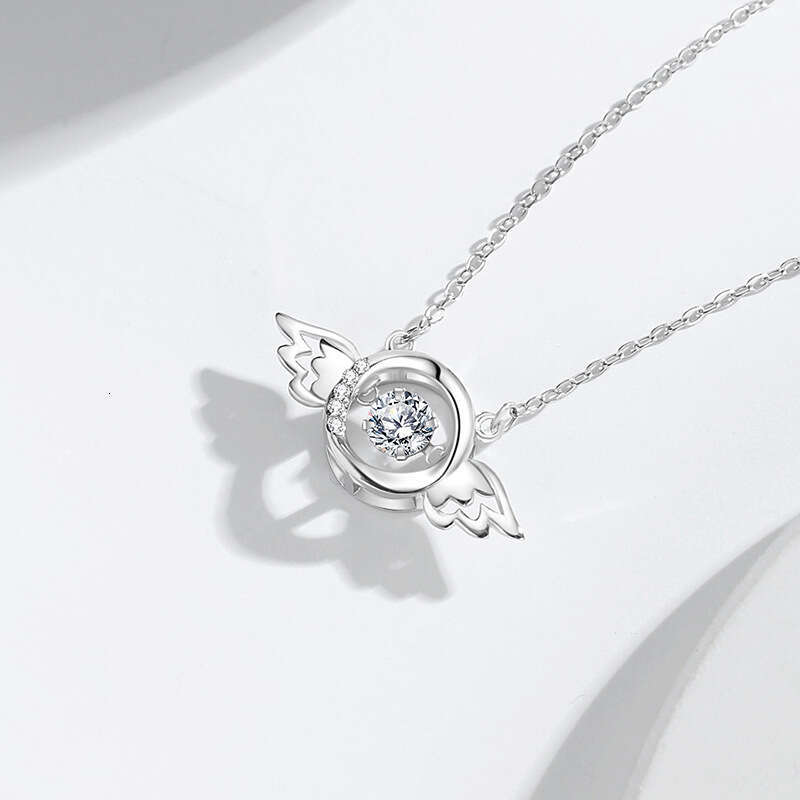 Angel Wings Pure Sier Dynamic Necklace Women's Light High Grade Love Collar Chain Instagram Wing Pendant