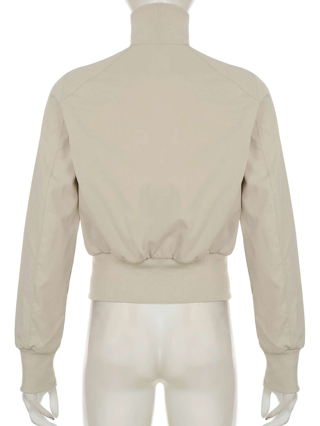 IAMSURE Safari Style Big Pockets Jackets Casual Solid Turtleneck Long Sleeve Zipper Coats Women 2024 Autumn Winter Fashion Lady