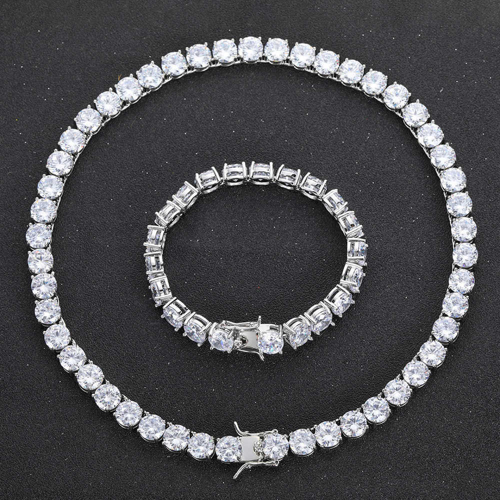 Luster Jewelry GRA Flawless White Diamond 925 Silver Yellow Gold Plated 8mm Moissanite Tennis Necklace