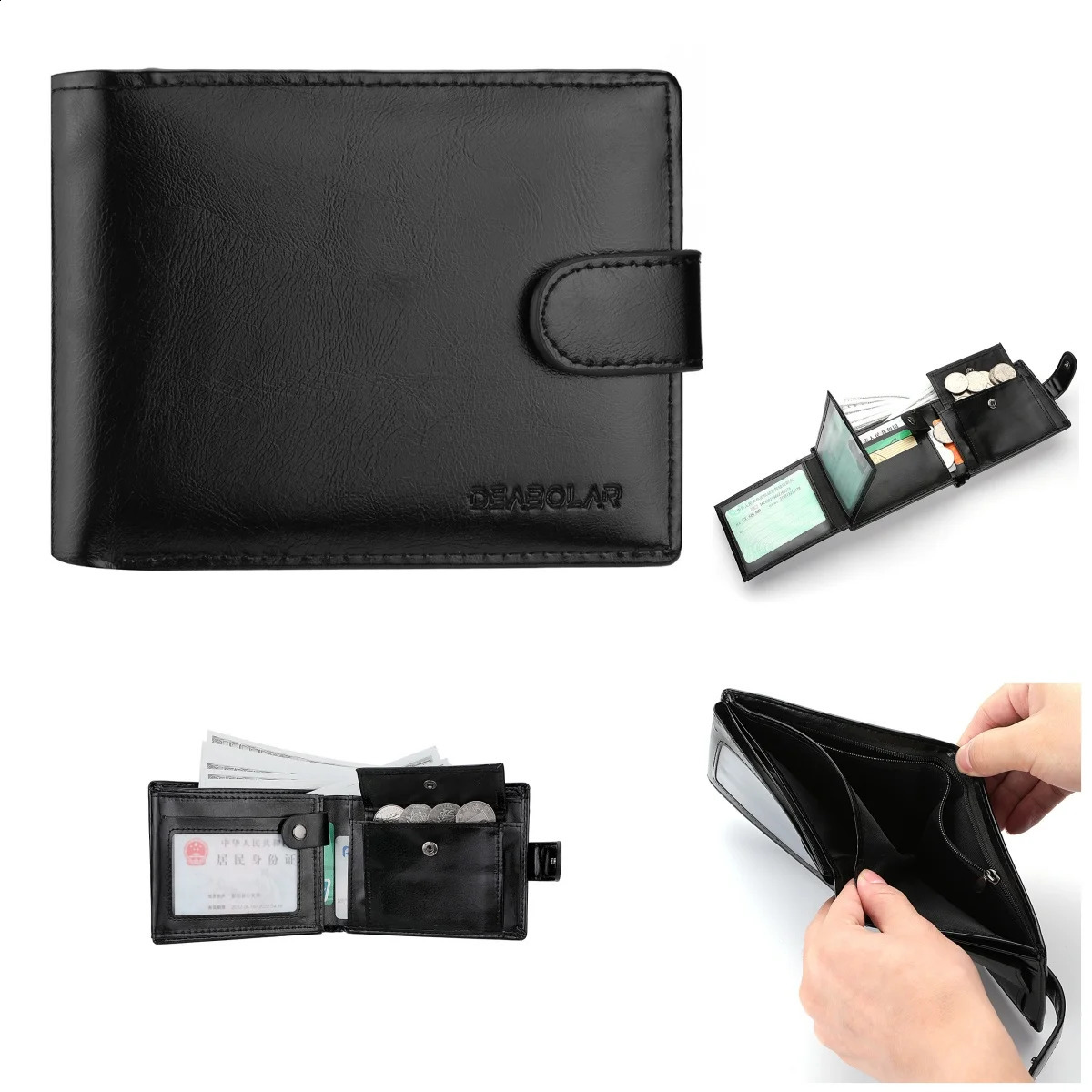 Mens Wallet Large Capacity MultiFunction Short Multislot Zipper Coin ID Credit Card Holder 250218