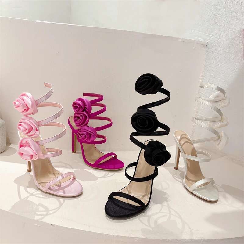 Summer Sexy Silk wer Ankle Strap Sandals Woman Fashion Open Toe Stiletto High Heels Banquet Party Pumps Shoes