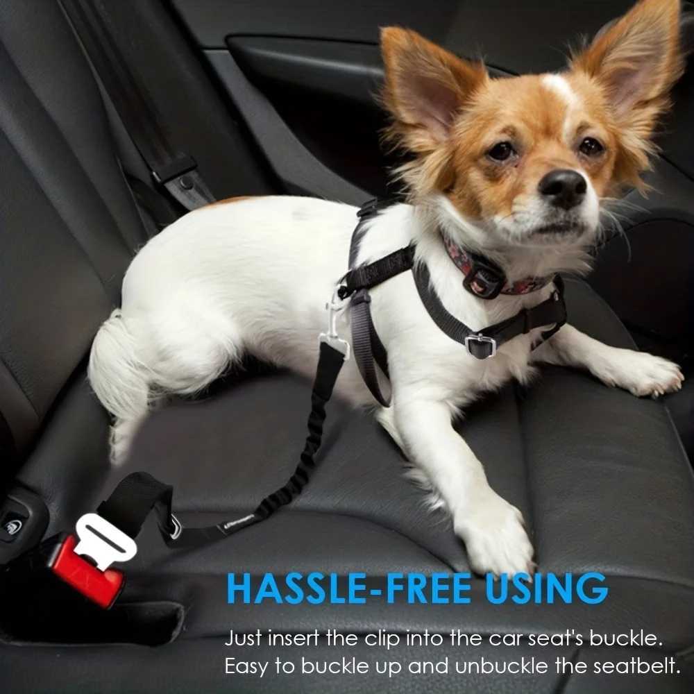Car Seat Belt Pet Adjustable Cat Dog Car Seat Vehicle Dog Harness Lead Clip Safety Lever Traction Dog Collars Dog AccessoiresXJ250218