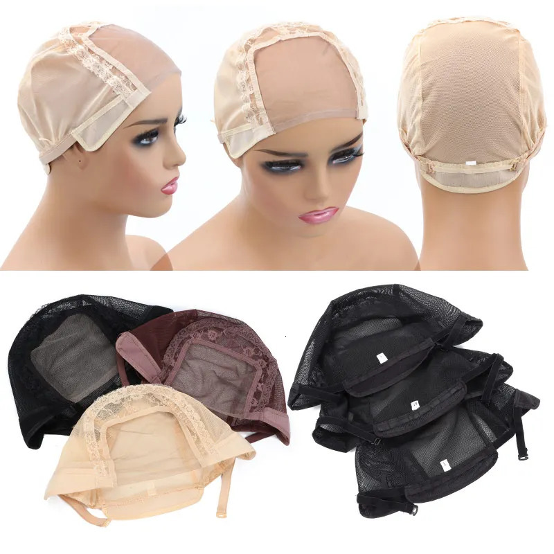 4x4 U Part Lace Wig Caps For Making Wigs S M L Size Ventilated Weaving Caps Mesh Dome Cap Adjustable Lace Front Wig Caps 250214