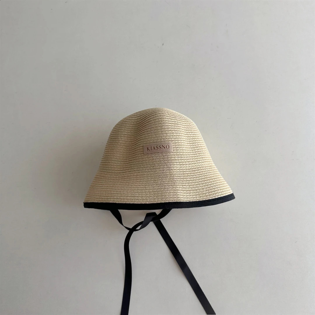 Summer Childrens Straw Hat Girls Seaside Vacation Big Brim Summer Lace Bucket Hat Girls Beach Caps Panama Cap 250219