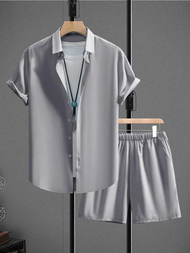 2025 New Mens Short Sleeve Shirt And Shorts Set Summer Daily Fashion Mens Short Sleeves Urban Street Mens Casual ShortsXJ250218