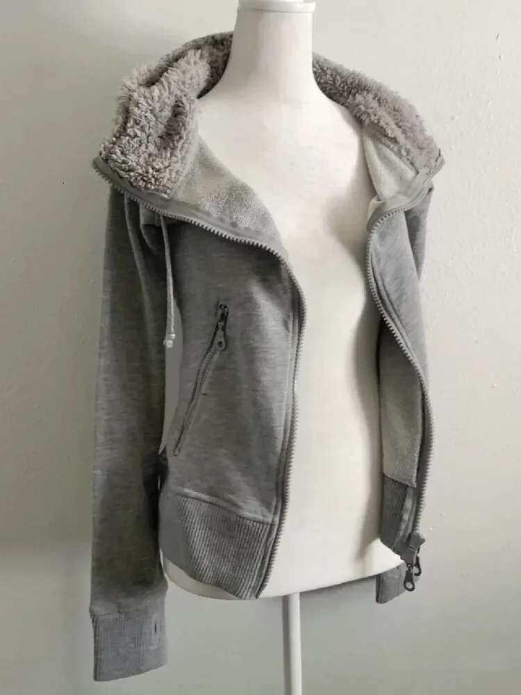 Black Faux Fur Wool Double Zipper Jacket Hoodies Women's Slim Waist Hooded Vintage Y2k Coat Ropa Mujer Casual Fashion Sweatshirt