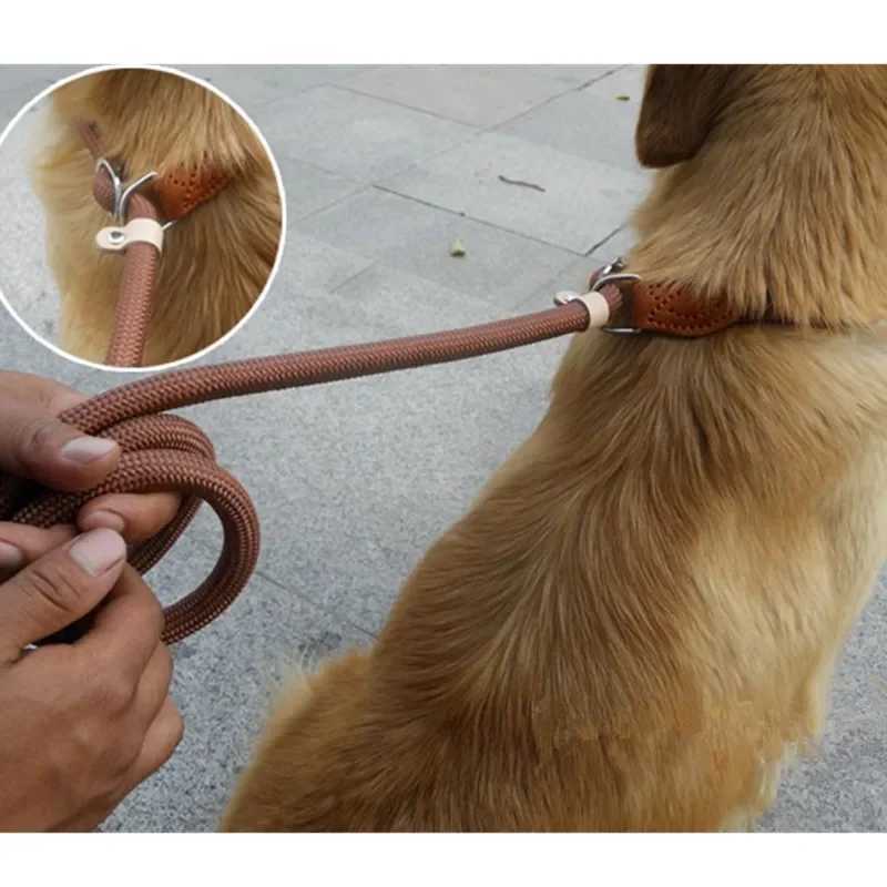 Dog Walking Leash Slip Rope Lead Leash Heavy Duty Braided Rope Adjustable Loop Collar Training Leashes for Large DogsXJ250218